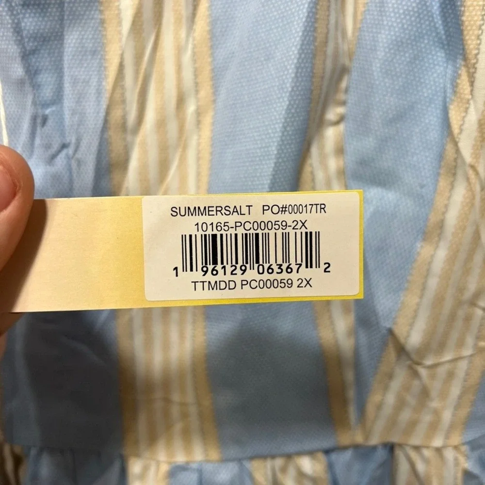 SummerSalt Womens Dress 2XL Organic Cotton Bow Stripe Midi Smock Summer Fair - Picture 9 of 13